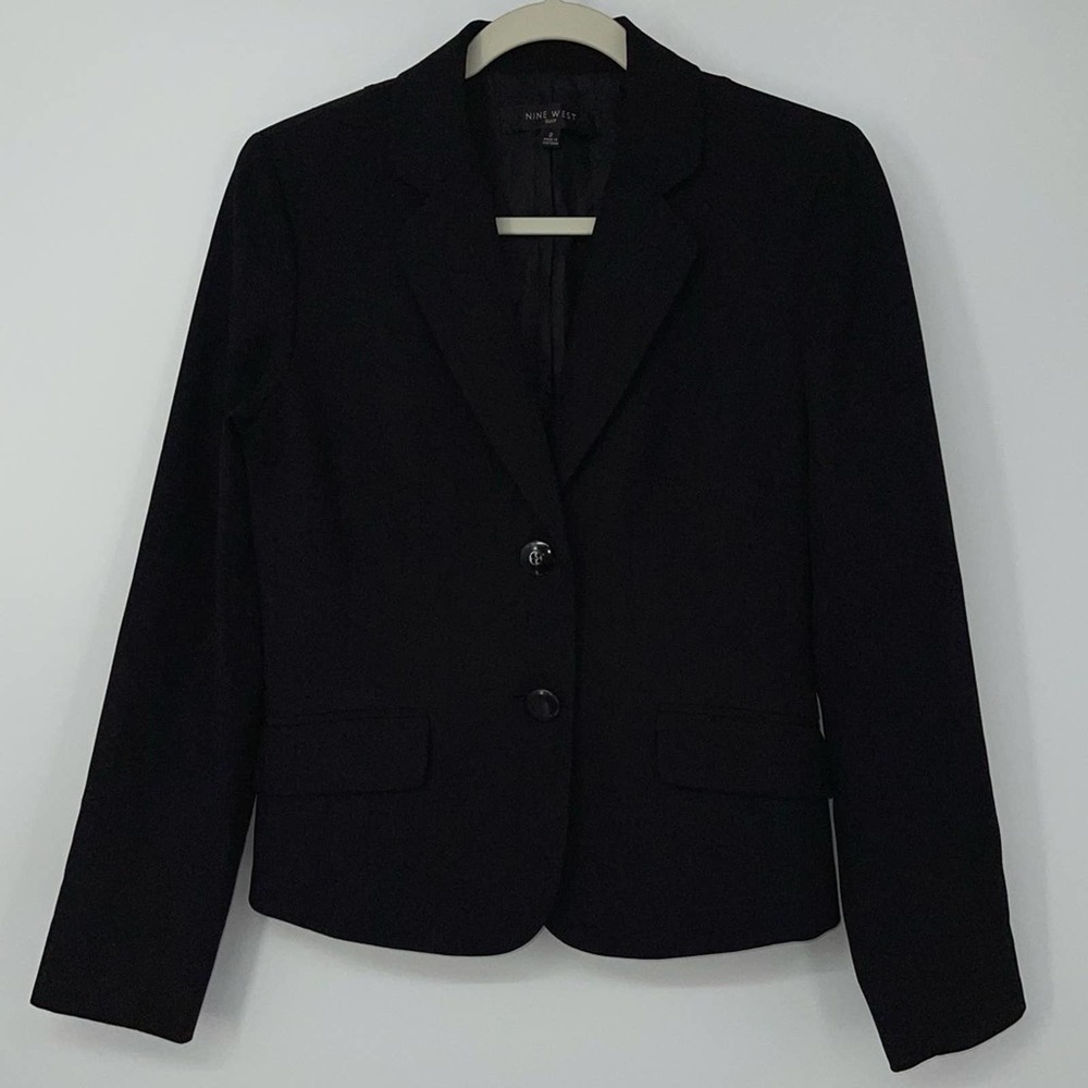 NINE WEST SUIT BLACK VERSATILE BLAZER WITH POCKETS SIZE 2